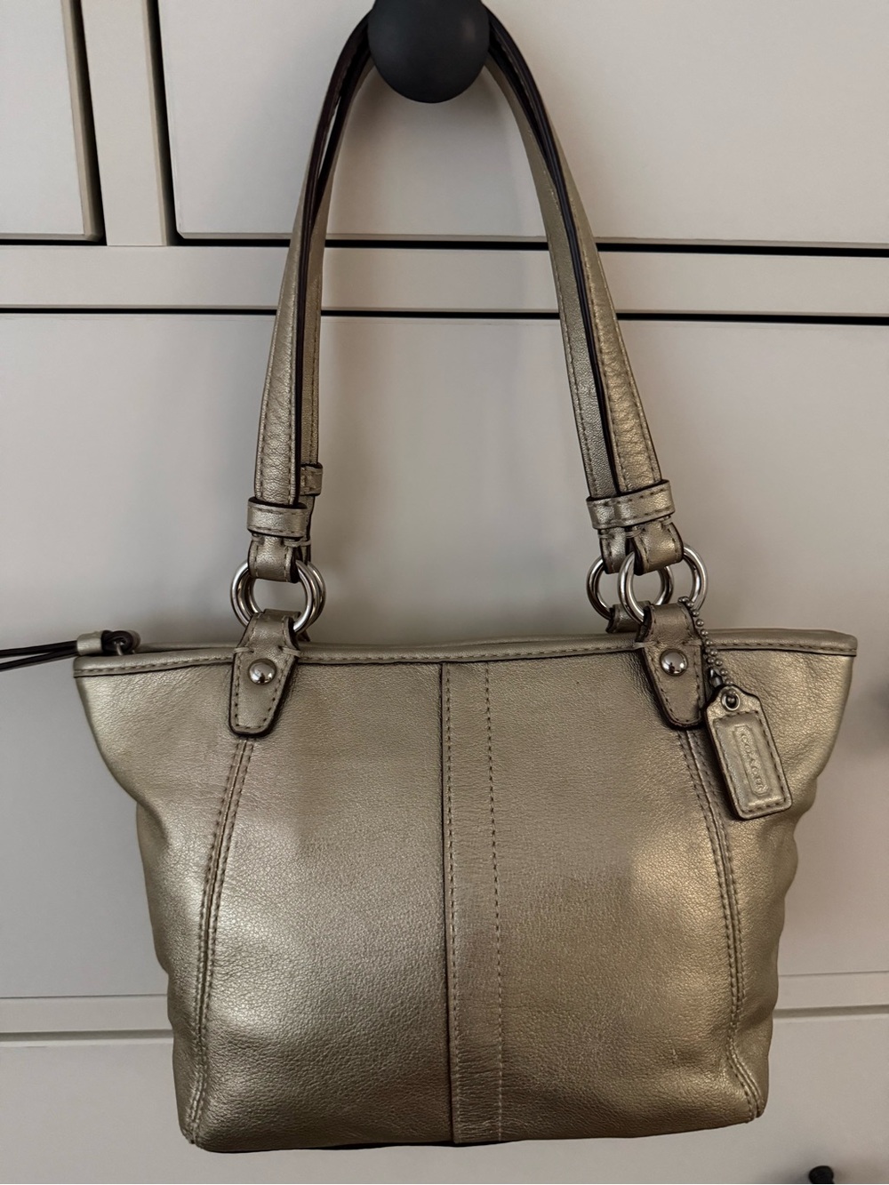 Coach Leah metallic gold, leather vintage mini tote. Pristine condition